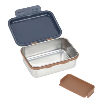 Preview: Lässig Brotdose - Lunchbox Edelstahl Little Gang-Smiley blau