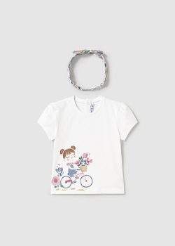 Mayoral - T-Shirt mit Haarband weiß