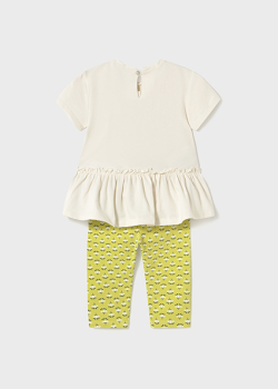 Mayoral - Set Leggings und T-Shirt Volant grün/creme