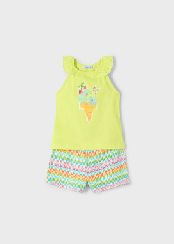 Mayoral - Set: Shirt und Short hellgrün/gestreift