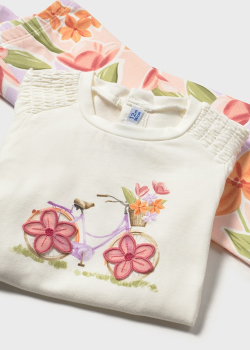 Mayoral -  2-tlg. Set T-Shirt mit Leggings/weiß-Blümchen