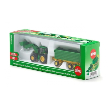 Preview: Siku 1843 John Deere mit Frontlader und Anhänger 1:87