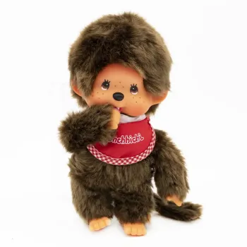 Monchhichi Plüschfigur Junge mit Latz rot/braun 20cm