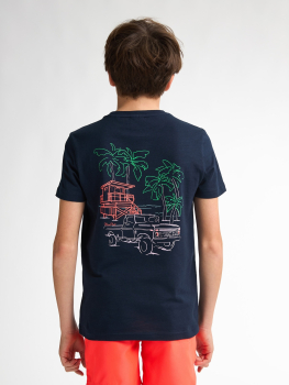 Petrol- Jungen T-Shirt navy blue/Backprint