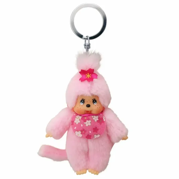Monchhichi Plüschanhänger Mädchen Kirschblüte mit Latz rosa 10 cm