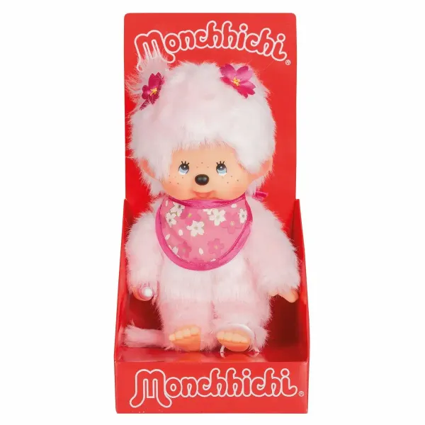 Monchhichi Plüschfigur Mädchen Kirschblüte mit Latz pink 20 cm