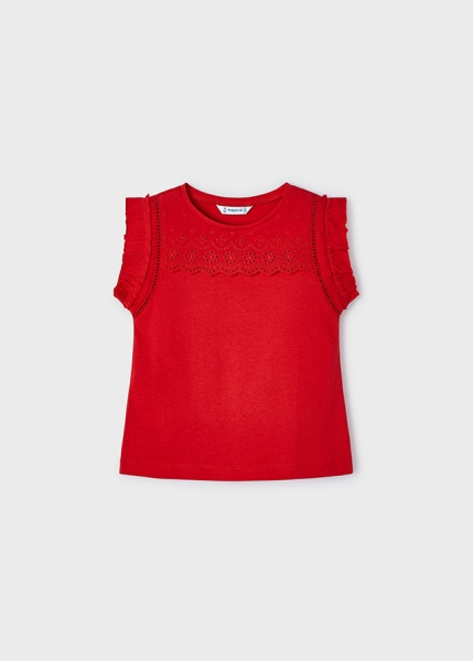 Mayoral - T-Shirt Lochmuster rot