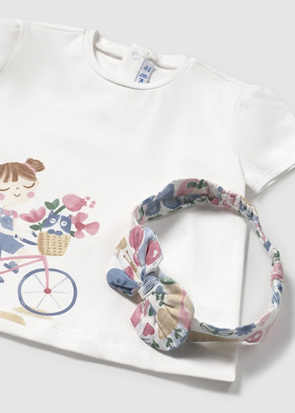 Mayoral - T-Shirt mit Haarband weiß