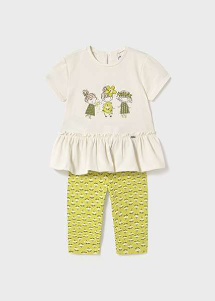 Mayoral - Set Leggings und T-Shirt Volant grün/creme