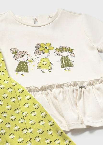Mayoral - Set Leggings und T-Shirt Volant grün/creme