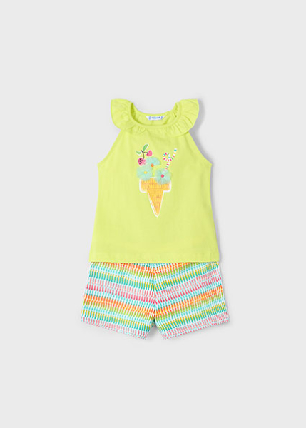 Mayoral - Set: Shirt und Short hellgrün/gestreift