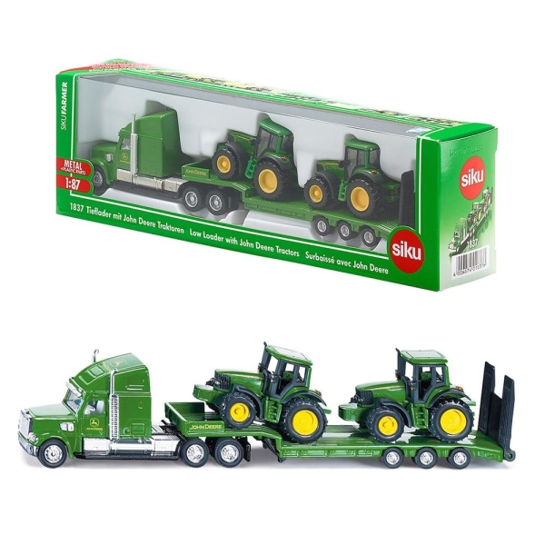 Siku 1837 Tieflader mit John Deere Traktoren 1:87
