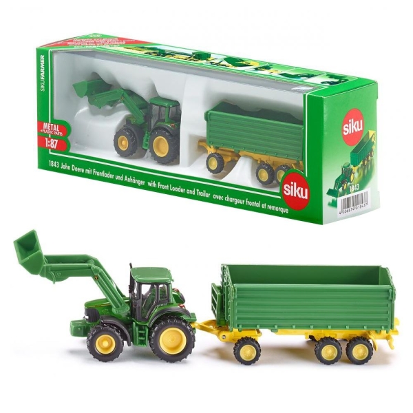 Siku 1843 John Deere mit Frontlader und Anhänger 1:87