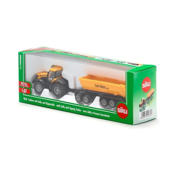 Siku 1858 JCB Traktor mit Dolly und Kippmulde 1:87