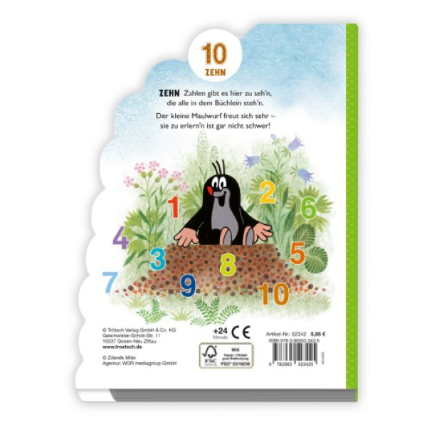 Trötsch - Der kleine Maulwurf Registerbuch "Erste Zahlen"