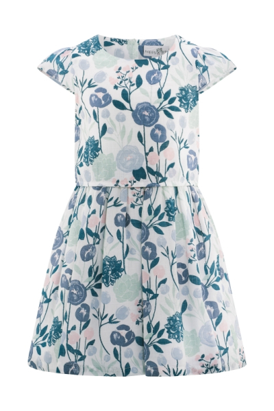 Happy Girls - Kleid Blumen blau/ecru