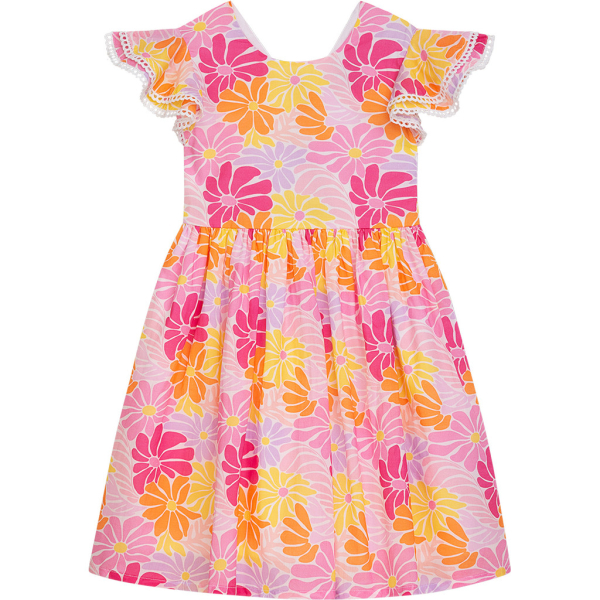 Danamade - DDruby Kleid/ Blumenrpint Orange/Pink